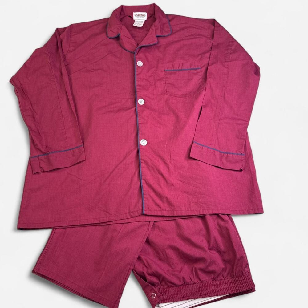 Vintage McGregor Classics Men’s XL Pajama Set Burgundy Blue Piping 2 Piece